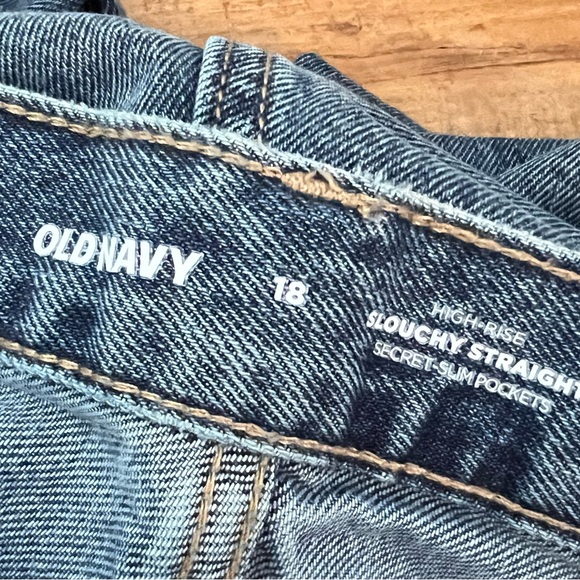 NWT Old Navy High Rise Slouchy Straight Crop Jeans Secret Slim Sz 18 Button Fly - Picture 2 of 6